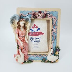 Vintage Family Traditions Angel & Swan Picture Frame 3.5x5 Sculpted Cottagecore